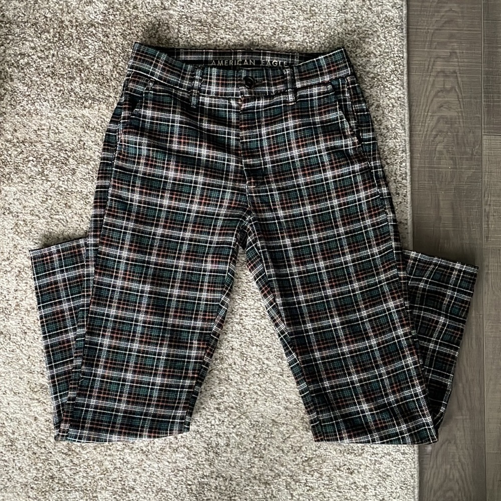 AE plaid straight leg pants